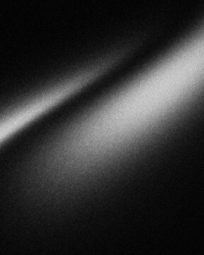Black grainy gradient background diagonal light beam cinematic spotlight dark monochrome abstract noise texture banner backdrop design