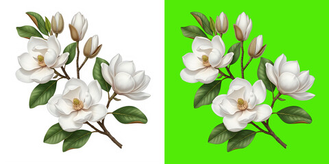 Beautiful white magnolia flowers branch © Mst