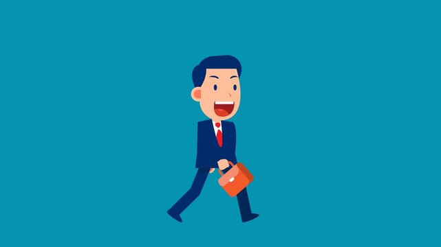 Man character walking animation. Businessman walks, a step by step cycle of pictures. Vector illustration