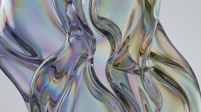 3D iridescent glass morphing shapes abstract transparent background