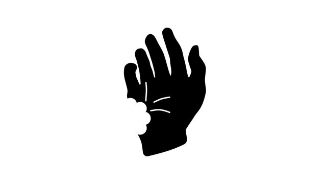 Burning hand with steam, black isolated vector silhouette