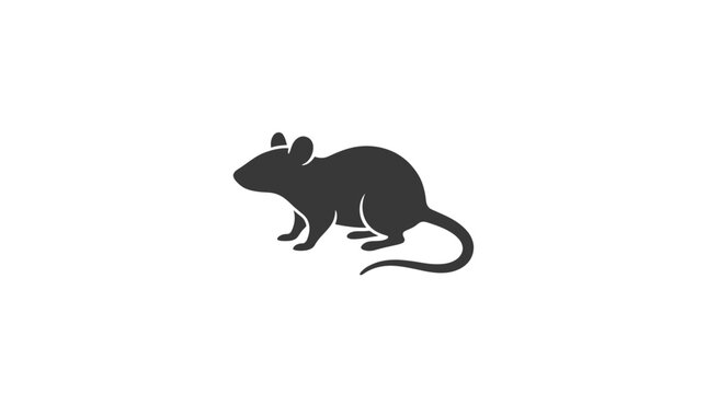 A minimalist black silhouette of a small mouse standing in profile.
