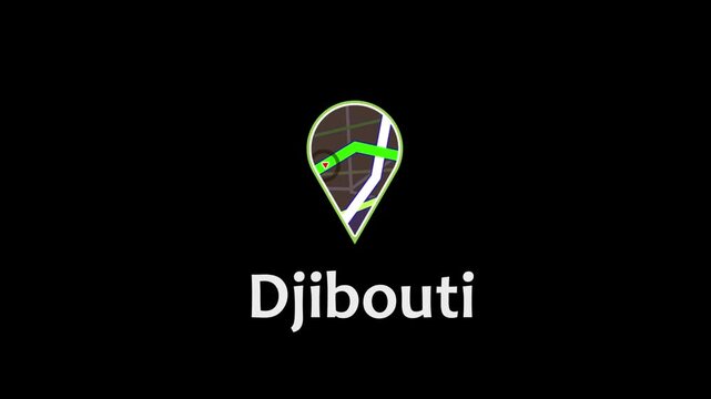 Djibouti Map Road Direction Location Pin Icon Animation Map Road Direction Icon Animation.