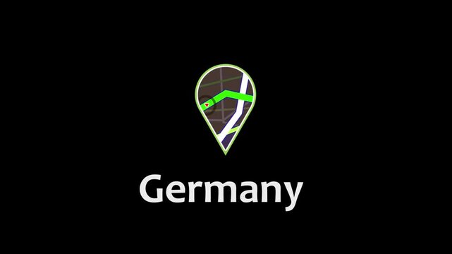 Germany Map Road Direction Location Pin Icon Animation Map Road Direction Icon Animation.