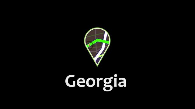 Georgia Map Road Direction Location Pin Icon Animation Map Road Direction Icon Animation.