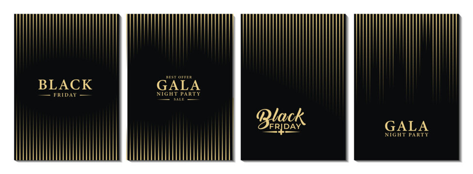 Elegant black friday night party invitation template with premium gala night gold accents background