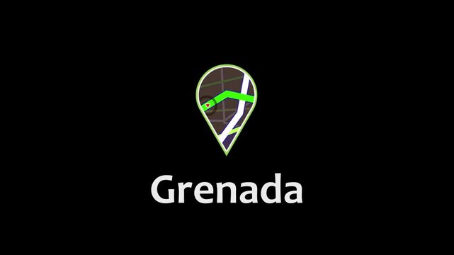 Grenada Map Road Direction Location Pin Icon Animation Map Road Direction Icon Animation.