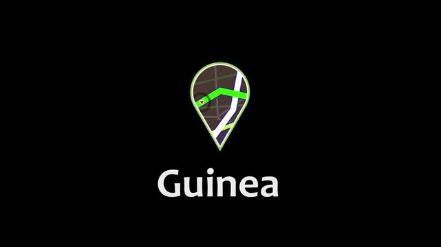 Guinea Map Road Direction Location Pin Icon Animation Map Road Direction Icon Animation.