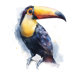 Toucan, watercolor drawing vector, isolated on a white background. © F-ART