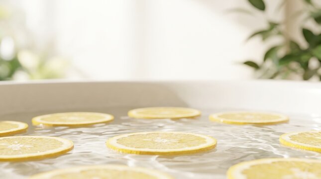柚子と水の爽やかな背景 yuzu citrus water background