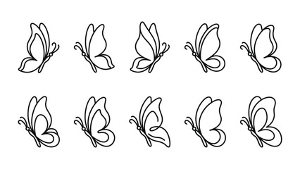 Butterfly Line Art Collection On White Background © kaziashabul24