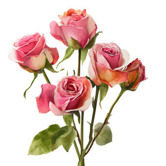 Naklejka premium Valentines Day Roses, watercolor drawing vector, isolated on a white background.