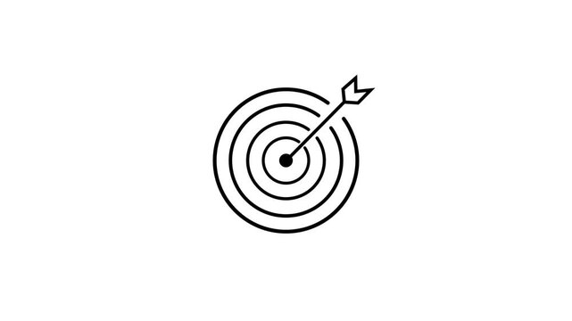 Business target white line icon animation on a transparent background 4k animation