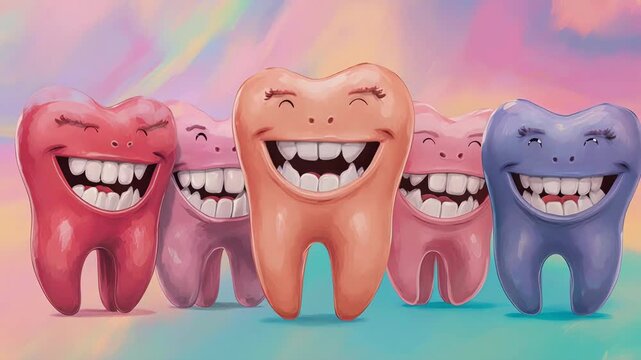 Cute cartoon-style smiling teeth