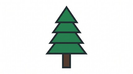 Obraz premium Green pine tree icon vector illustration isolated on white background. Minimalist evergreen fir tree flat symbol for outdoor camping, forest, and nature design