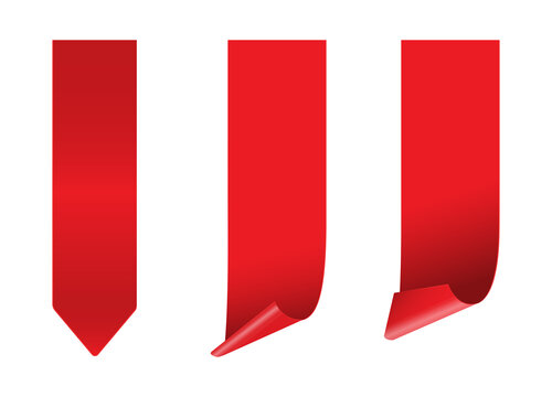 Set of Red Ribbon Labels