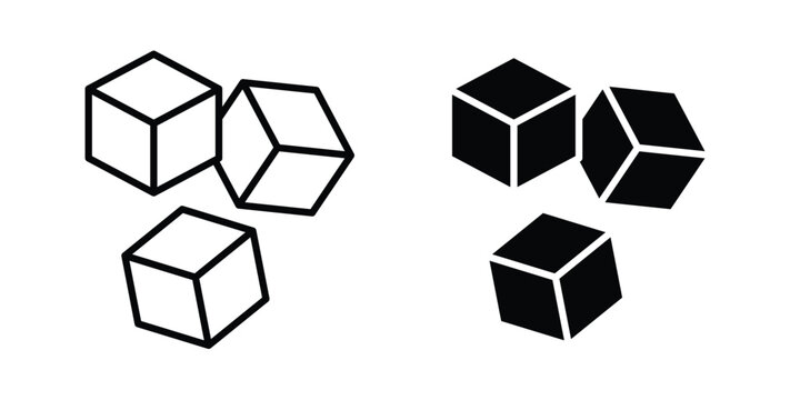 Sugar cubes icon outline artwork set