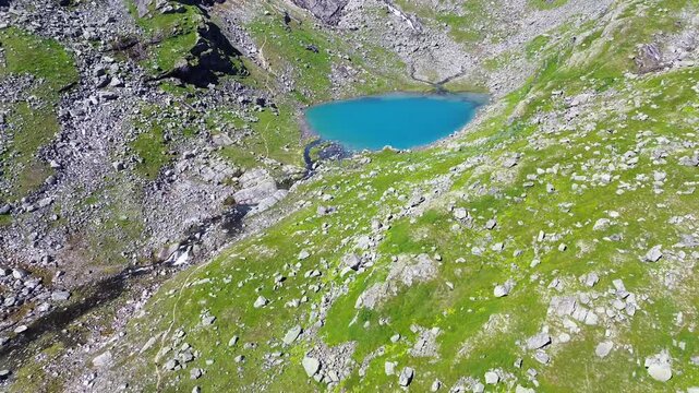 Aerial View of Crystal Clear Mountain Lake at Oldeskaret in Norway