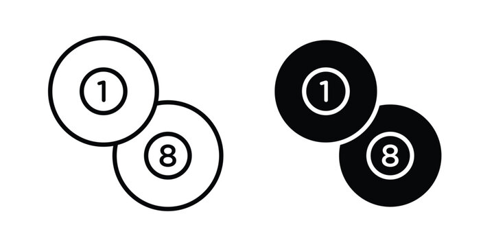 Billiard ball icon outline artwork set