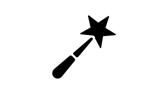 Black magic wand icon with a star shape