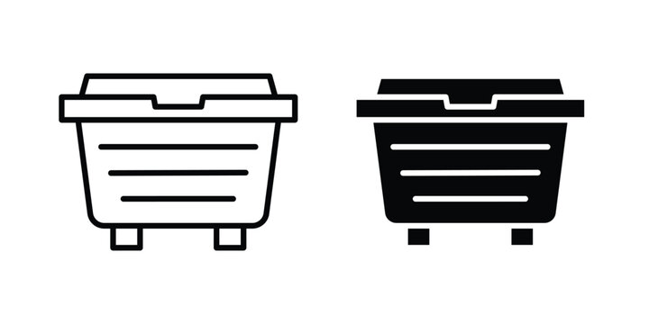 Dumpster icon outline artwork set