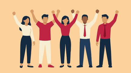 Fototapeta premium Diverse Group of People with Raised Fists Symbolizing Unity and Empowerment
