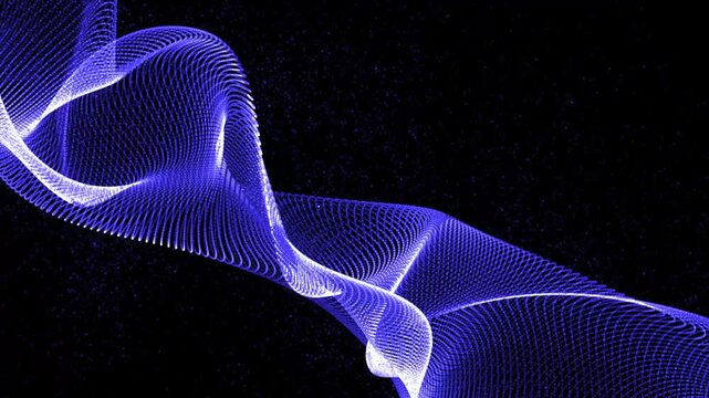 Dynamic Abstract Particle Wave Background with Trapcode Form Style, Flowing Digital Mesh, Futuristic Technology Visualization, Seamless 4K Animation, Motion Graphics in After Effects on Black Screen