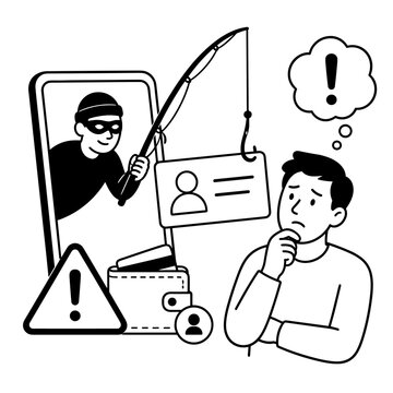 Hacker stealing personal identity information from a smartphone illustration