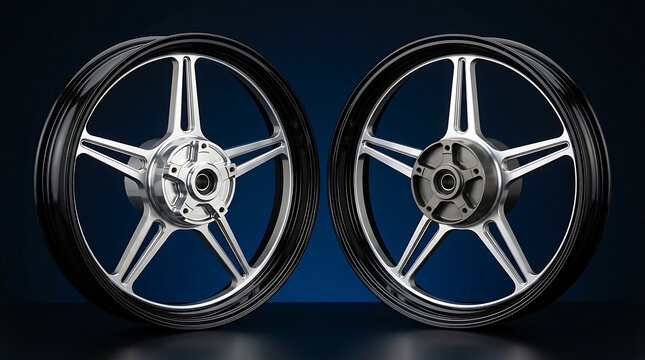 Two High Performance Lightweight Alloy Motorcycle Wheels For Modern Sport Bike Customization