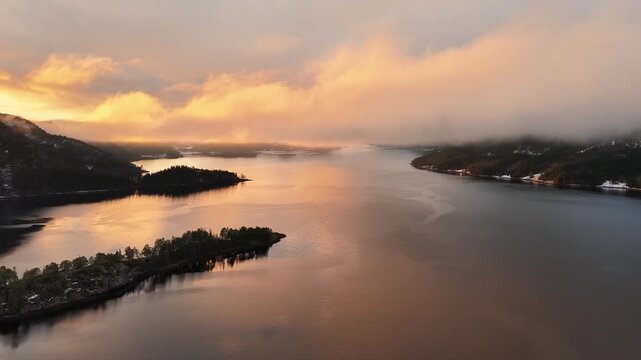 Norway Bangsund Namsen Fjorden Sm&aring;b&aring;thavn Fjalbotnet Kj&oslash;ls&oslash;ya Island Tr&oslash;ndelag 4K Aerial Drone