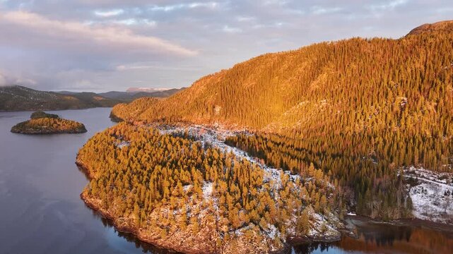 Norway Bangsund Namsen Fjorden Sm&aring;b&aring;thavn Fjalbotnet Kj&oslash;ls&oslash;ya Island Tr&oslash;ndelag 4K Aerial Drone