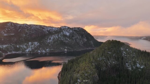 Norway Bangsund Namsen Fjorden Sm&aring;b&aring;thavn Fjalbotnet Kj&oslash;ls&oslash;ya Island Tr&oslash;ndelag 4K Aerial Drone