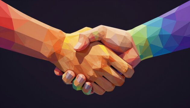Low Poly Handshake Conceptual Art
