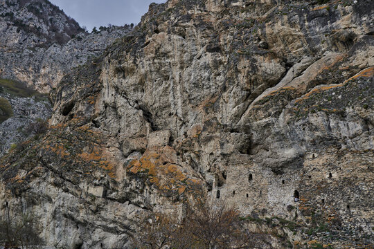 Russia. North Ossetia. Fiagdon Gorge. Dzivgis Fortress. Multi-level design