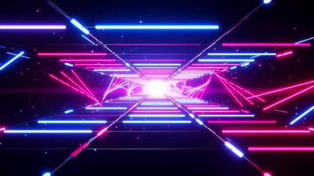 The neon light lines dance across the dynamic background, playing in a loop.