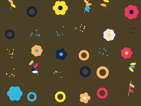 Colorful pixel art flower and object collection on dark background
