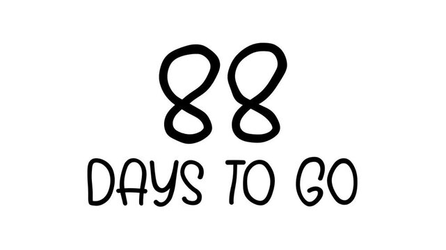 88 days to go Hand Drawn Scribble Text Effect