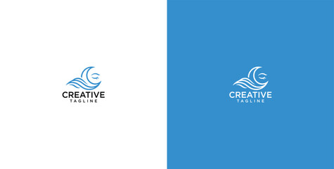 Creative whale logo design with elegant wave and ocean elements in vector illustration © micky_adb02
