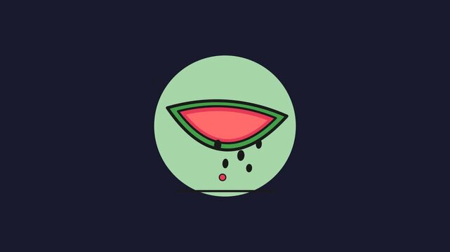 Flat Design Watermelon Animation with Falling Seeds Summer Loop