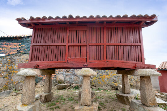 Horreos in the picturesque village of Vilanova dos Infantes in Celanova, Galicia, Spain