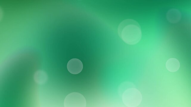 Deep forest green, emerald, and glowing seafoam fluid gradient motion loop with soft blurred circles for relaxing nature video background