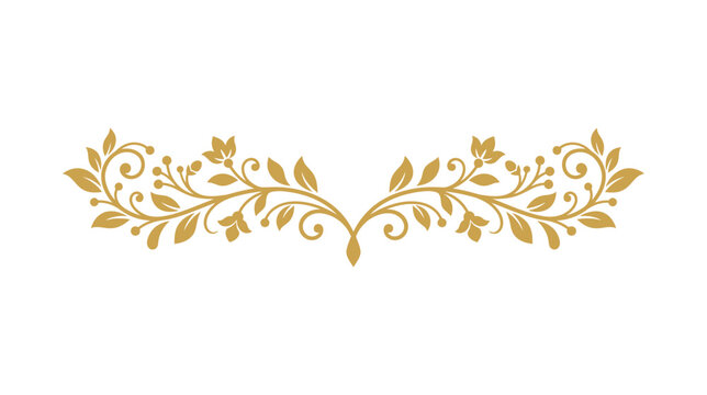 Elegant Golden Floral Swirl Design Element