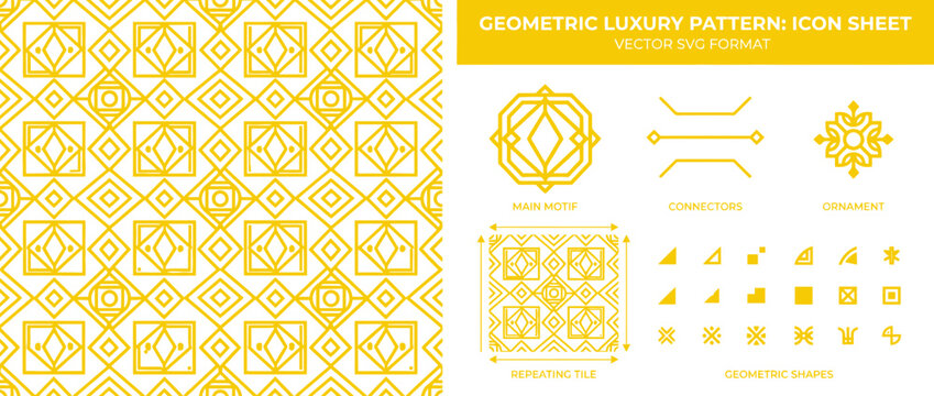 Geometric Luxury Pattern Icon Sheet Vector SVG Format
