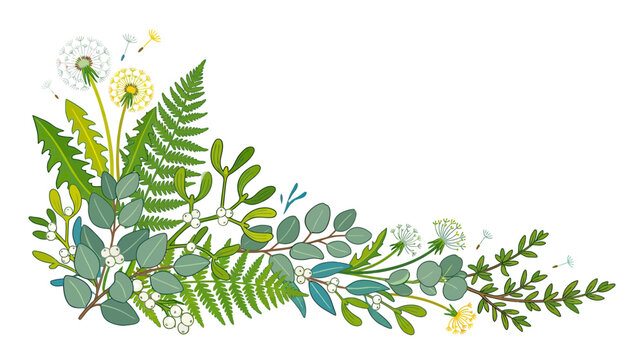Floral Corner Decoration with Green Leaves and White Flowers