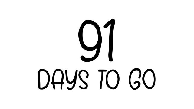 91 days to go Hand Drawn Scribble Text Effect