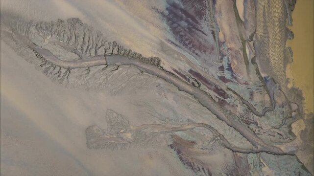 Time Lapse Aerial View of Tide Trees on the Qiantang River in Haining, Zhejiang Province, China.