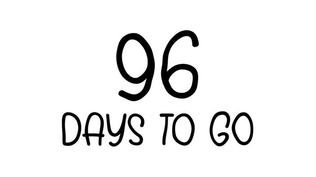 96 days to go Hand Drawn Scribble Text Effect
