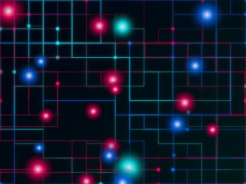 Abstract cosmic grid with glowing celestial points