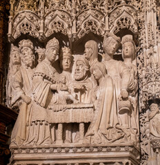 Fototapeta premium Stone relief depicting the Baptism of Christ in Burgos Cathedral, Spain