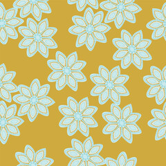 Obraz premium Seamless pattern, vintage flowers on a brown background